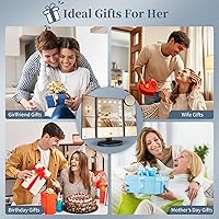 Vista 5 de HUONUL Espejo de Maquillaje de Tocador con Luces, Aumento 2X 3X 10X, Control Táctil, Espejo Tríptico, Fuente de Alimentación Doble, Regalos