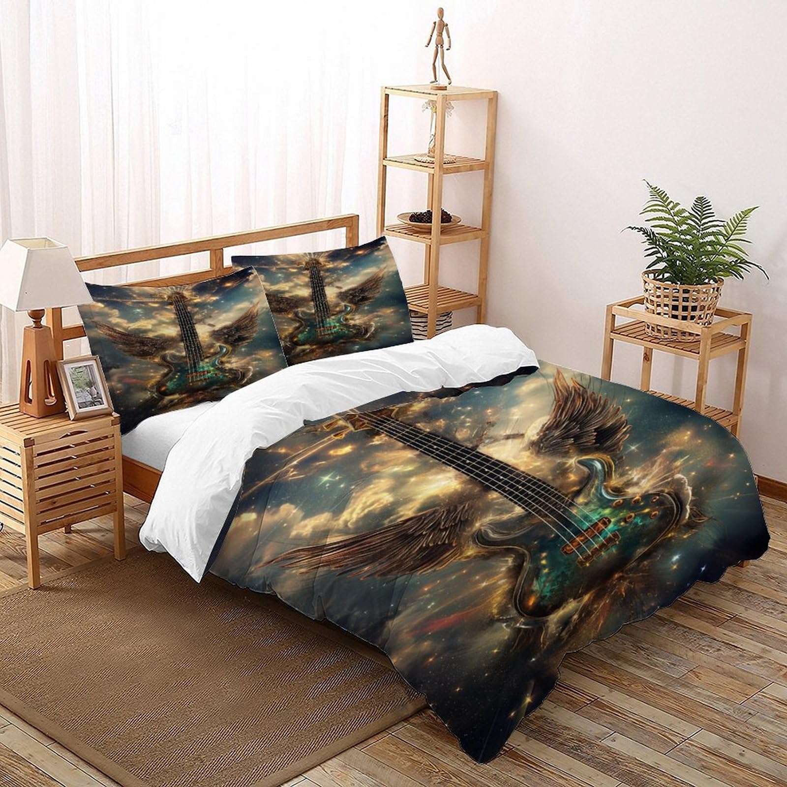 Housse de couette dragon noir imprimée pour créer une ambiance chambre ado fantastique
