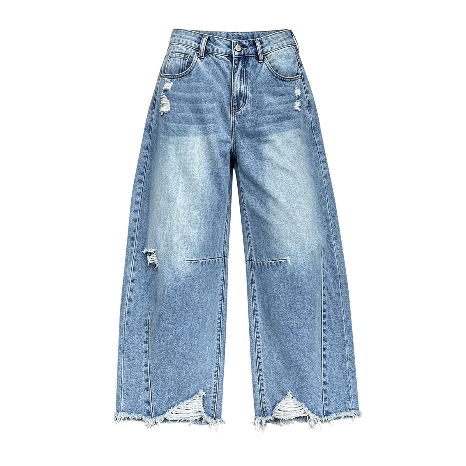 Jeans Donna Elasticizzati Jeans Baggy Curvy Gamba Larga Pantaloni Denim Vita Alta Leggeri Larghi Moda Pantaloni Elasticizzati Casual Comodi Taglie Forti Streetwear Eleganti con Tasche Basic