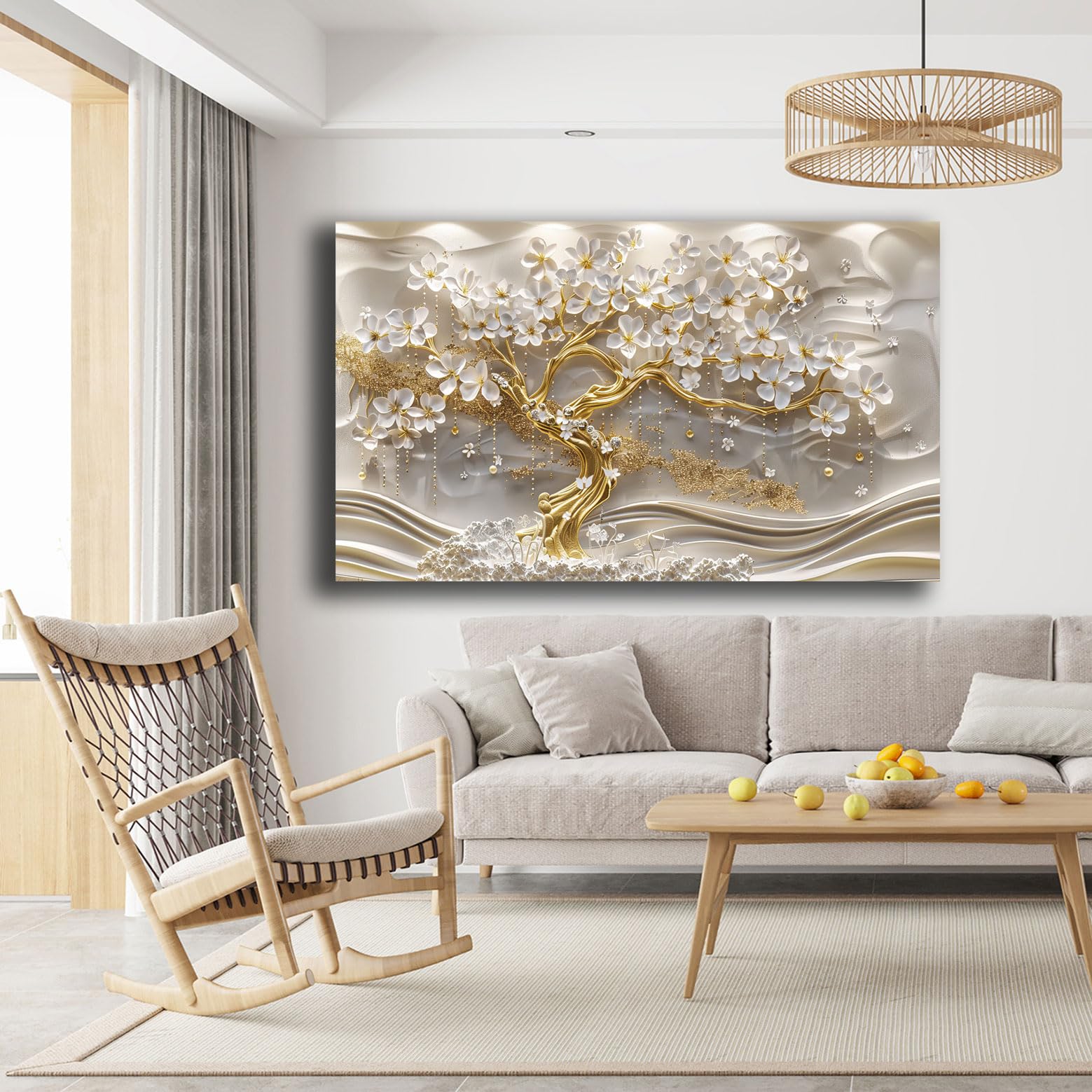 Printerland Quadro Moderno soggiorno ALBERO della VITA Astratto Quadri moderni da Parete grande Stampa su tela Canvas Decorazione Murale muro Arredo Camera da letto Salone (12, 50x100 cm)