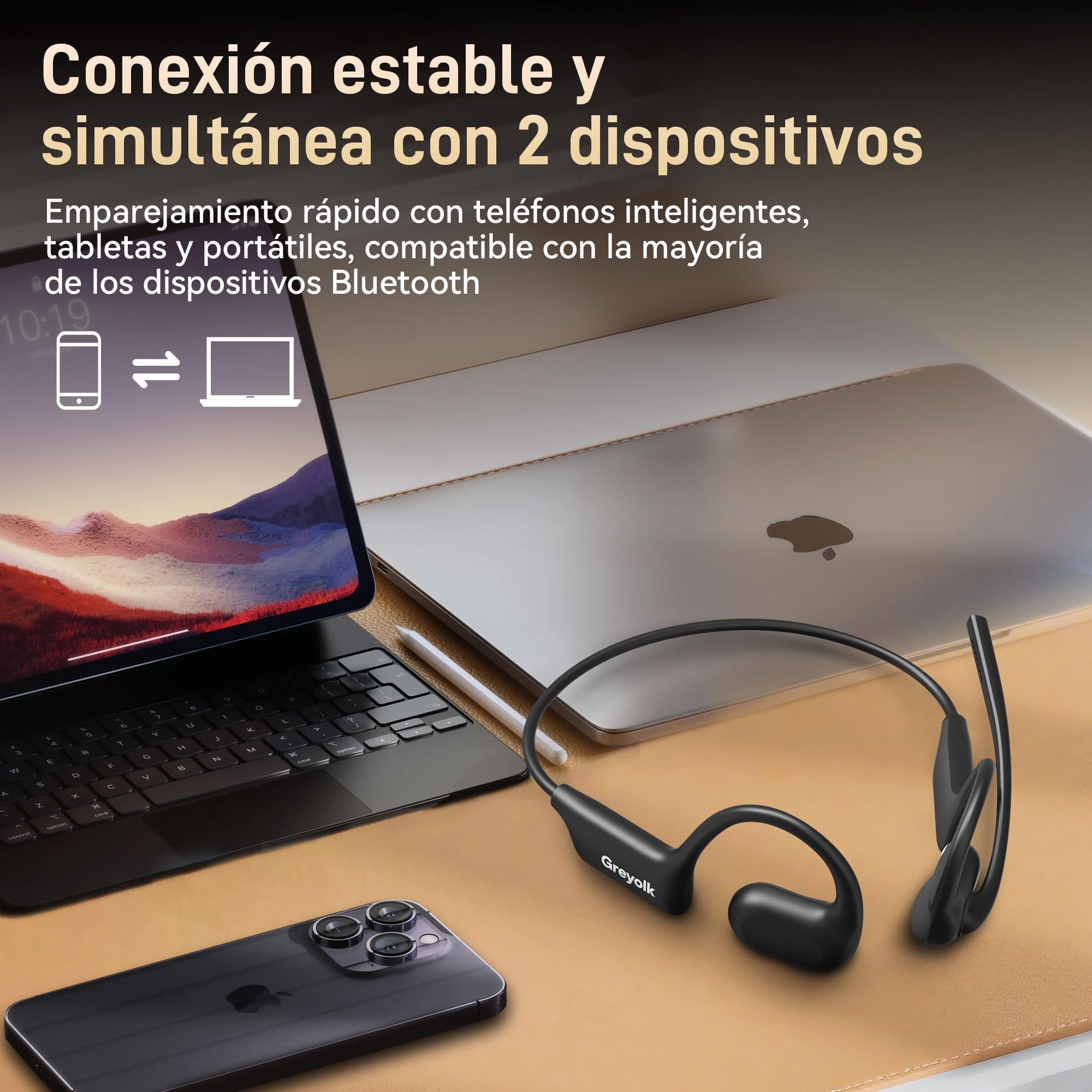 Auriculares Bluetooth con diseño de oreja abierta, micrófono con cancelación de ruido AI, sonido estéreo de alta fidelidad, 32 g, batería de 10 horas, para trabajo, llamadas, reuniones, color