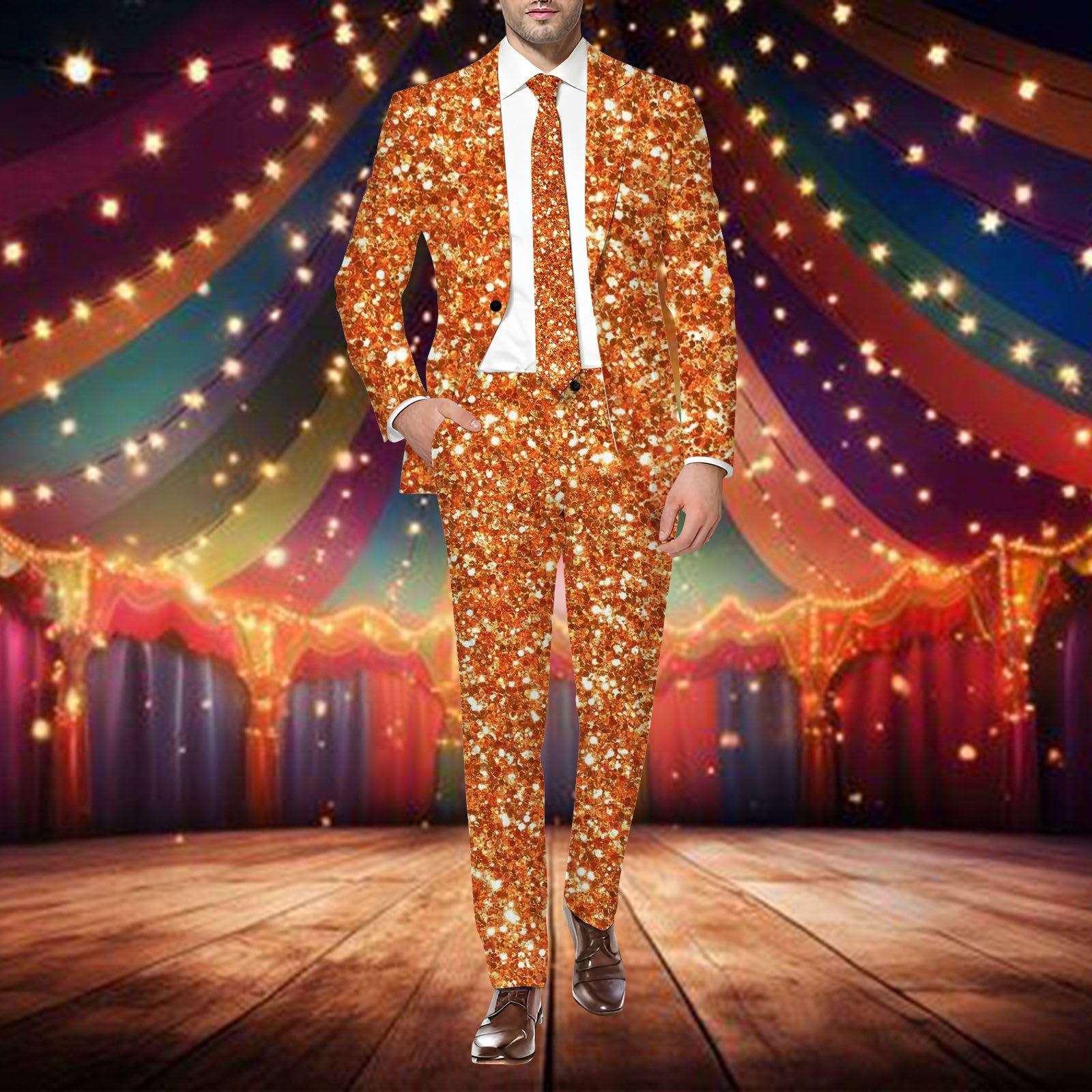 Generisch Disfraz de carnaval para hombre, carnaval 3D, estampado digital, juego de traje ligero de negocios, chaqueta y pantalones