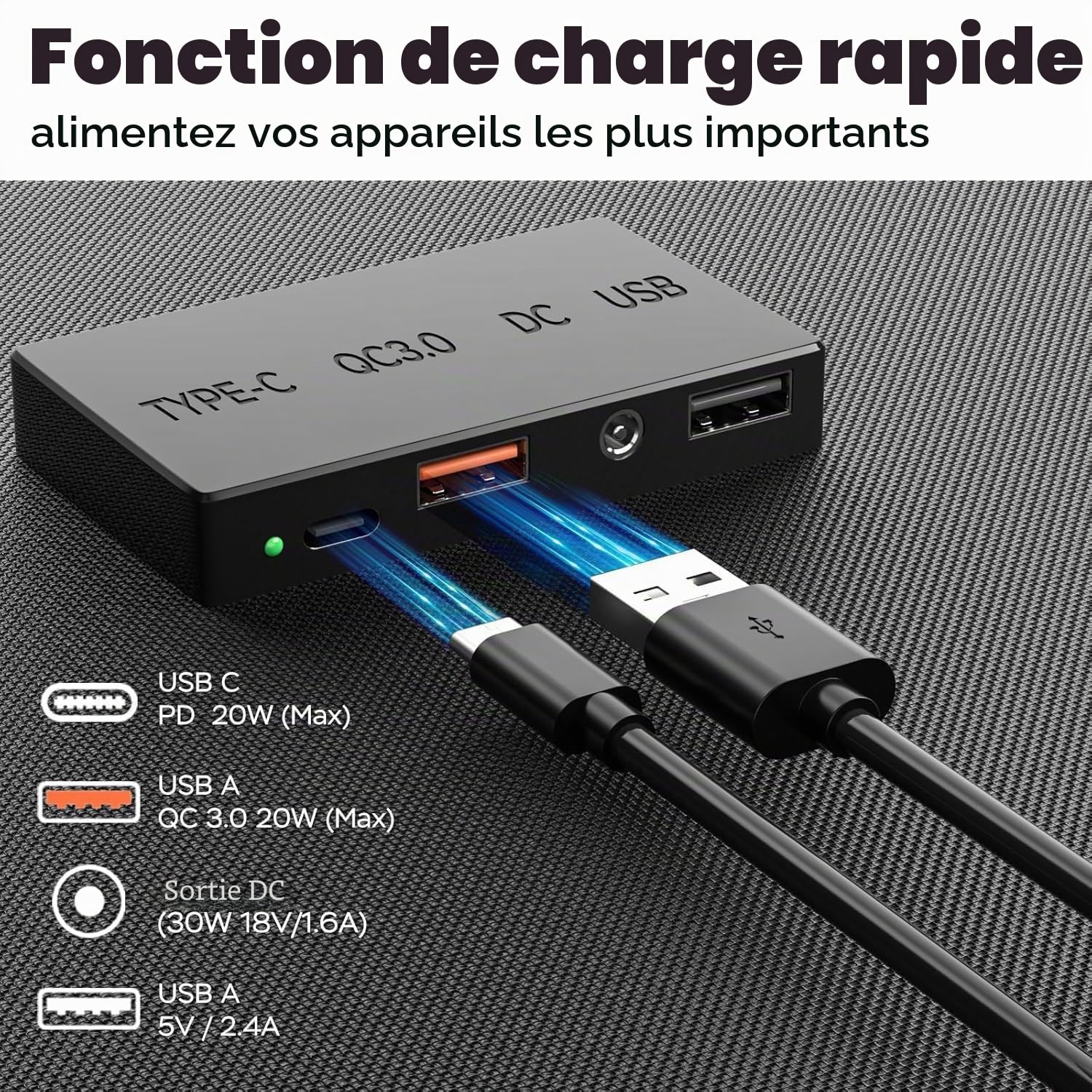 MARBERO Générateur Solaire Portable 26.400mAh & Panneau Solaire 30W Pliable avec Sac, Power Bank avec Prise AC 120W Max, Station d'Alimentation pour Urgence Domestique Camping Outdoor