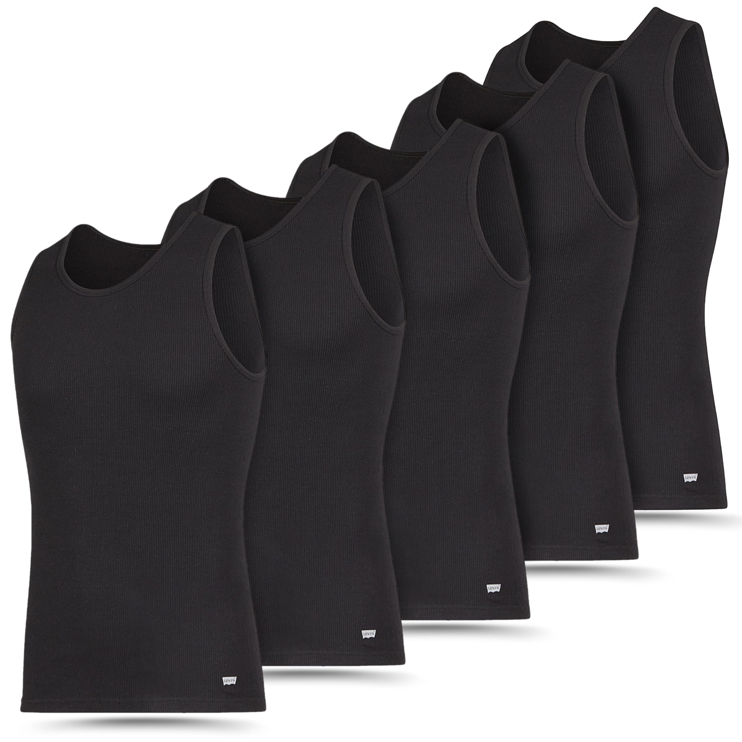 Levi's Lightweight Tank Tops for Men, 5 Pack Classic Ribbed Cotton Mens Undershirts