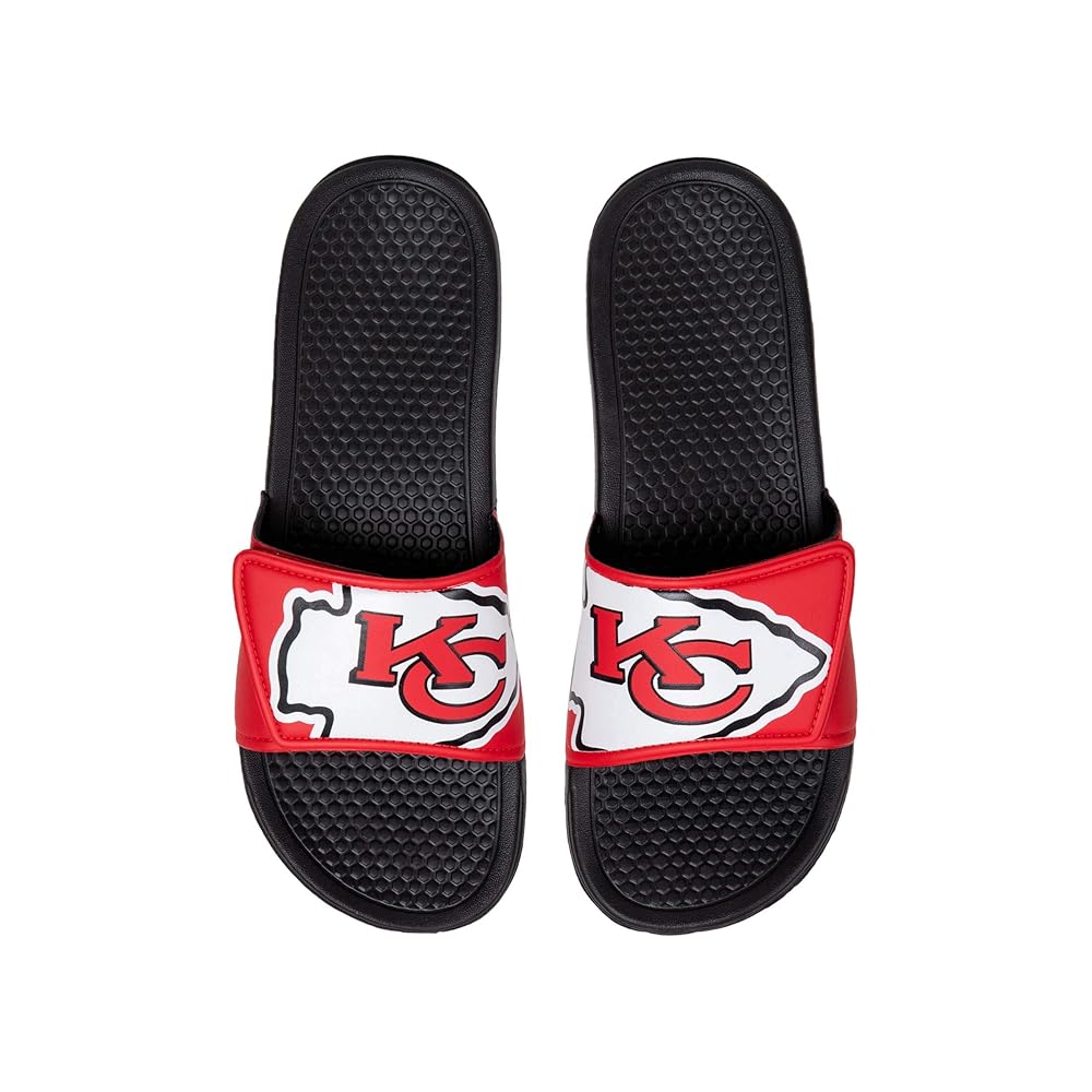FOCO NFL Mens Kansas City Chiefs Cropped Logo Flip Flops Slides S - 7/8