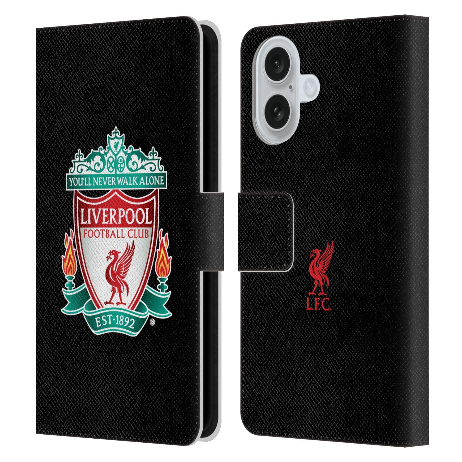 Head Case Designs Officially Licensed Liverpool Football Club Black 1 Crest 1 Leather Wallet Case Compatible With Apple iPhone 16 โ image 1