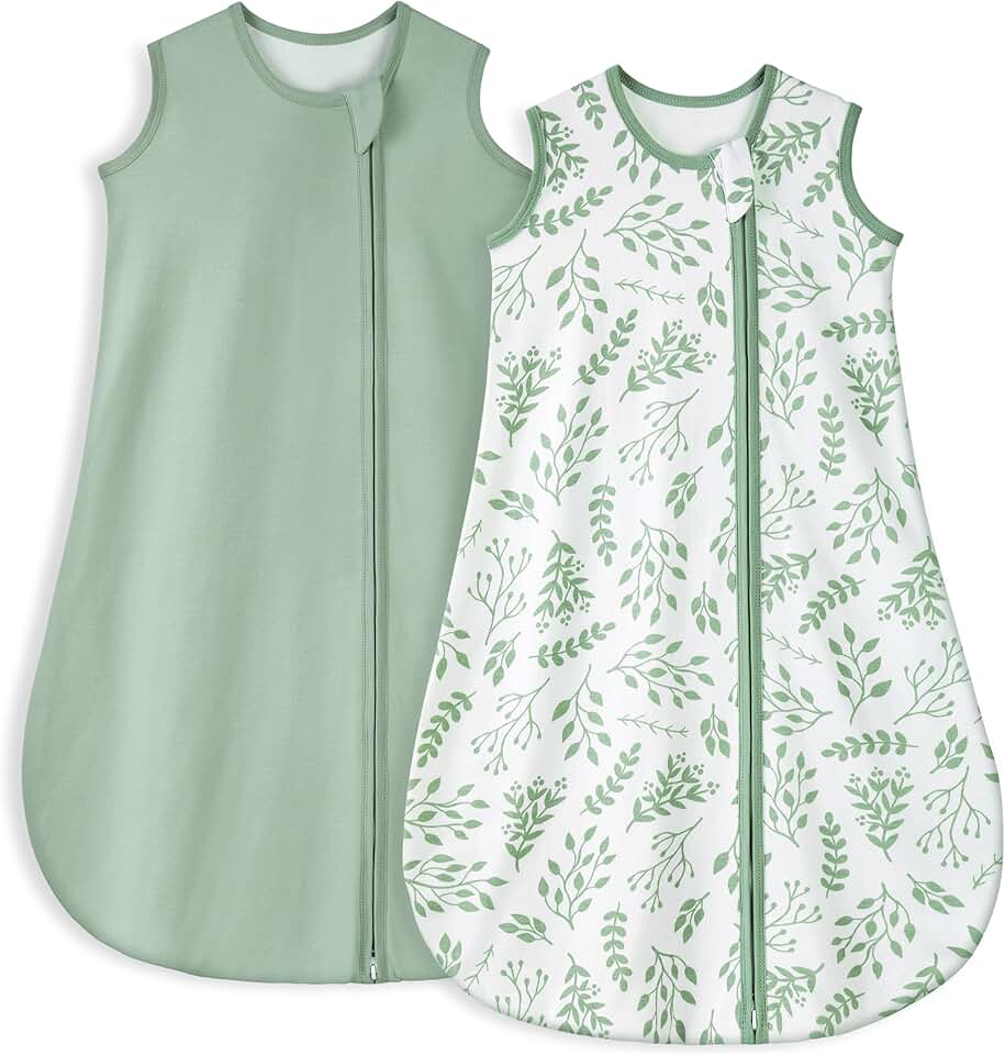 Yoofoss Yoofoss Baby Sleep Sack 6-12 Months TOG 1.0 Baby Wearable Blanket, 2 Pack 100% Organic Cotton Infant Toddler Sleeping Sack 2-Way Zipper Lightweight Sleep Sack