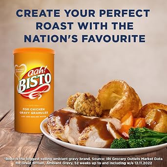 Bisto Flavoursome & Delicious Chicken Gravy Granules for Hearty Family Mealtimes, 300 g Drum (Pack of 12)