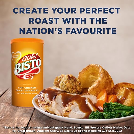Bisto Flavoursome & Delicious Chicken Gravy Granules for Hearty Family Mealtimes, 300 g Drum (Pack of 12)
