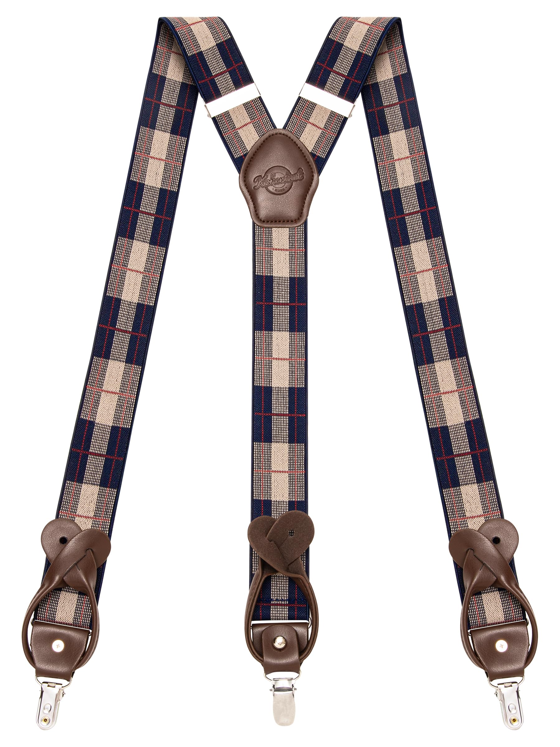 Suspenders for Men with Clip &amp; 6 Buttons 1.4in Y-Shape Stainless Steel