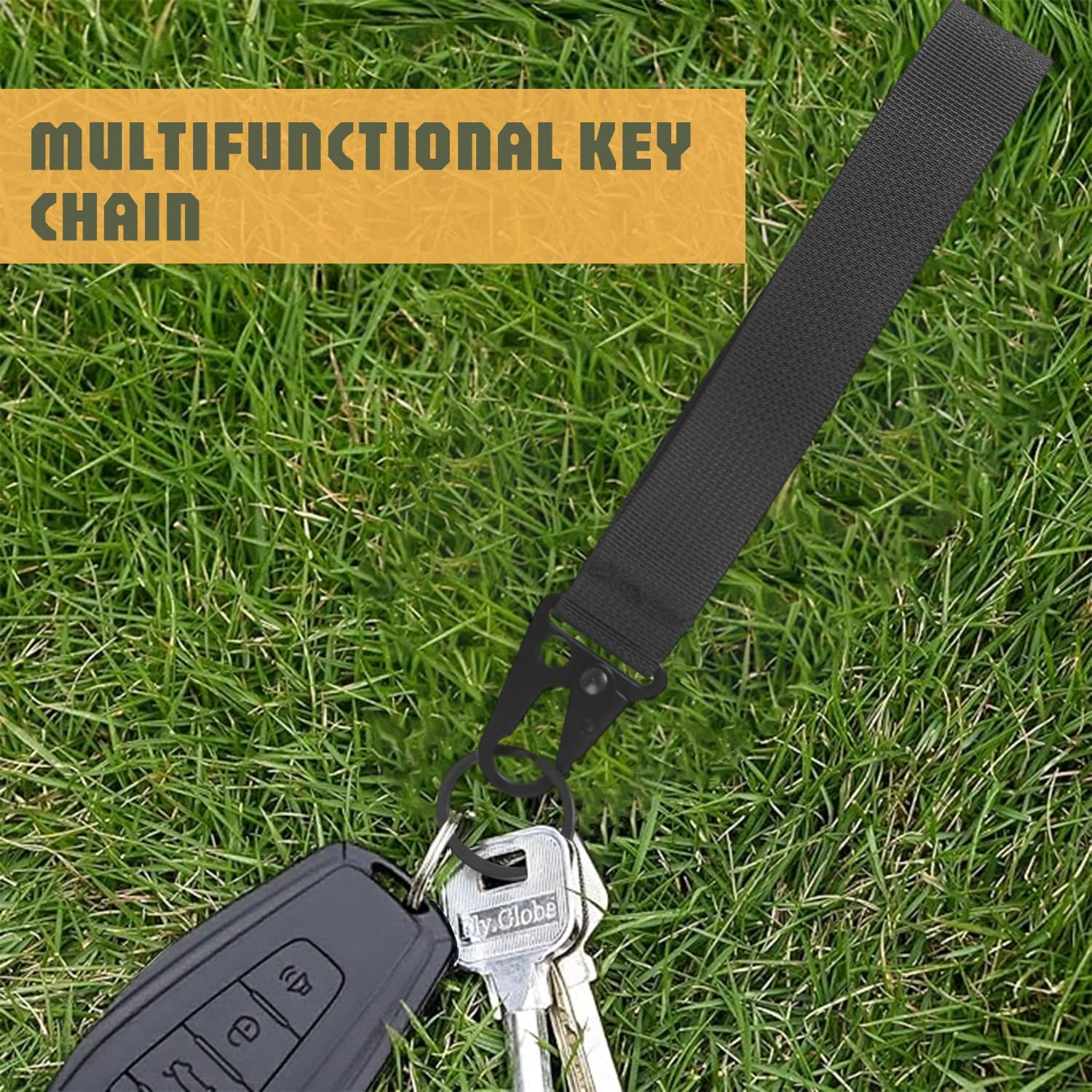 XTACER Tactical 1-inch Wristlet Keychain Strap Hand Wrist Lanyard Key Chain Holder for Key (PACK of 4) (Black) - Image 7