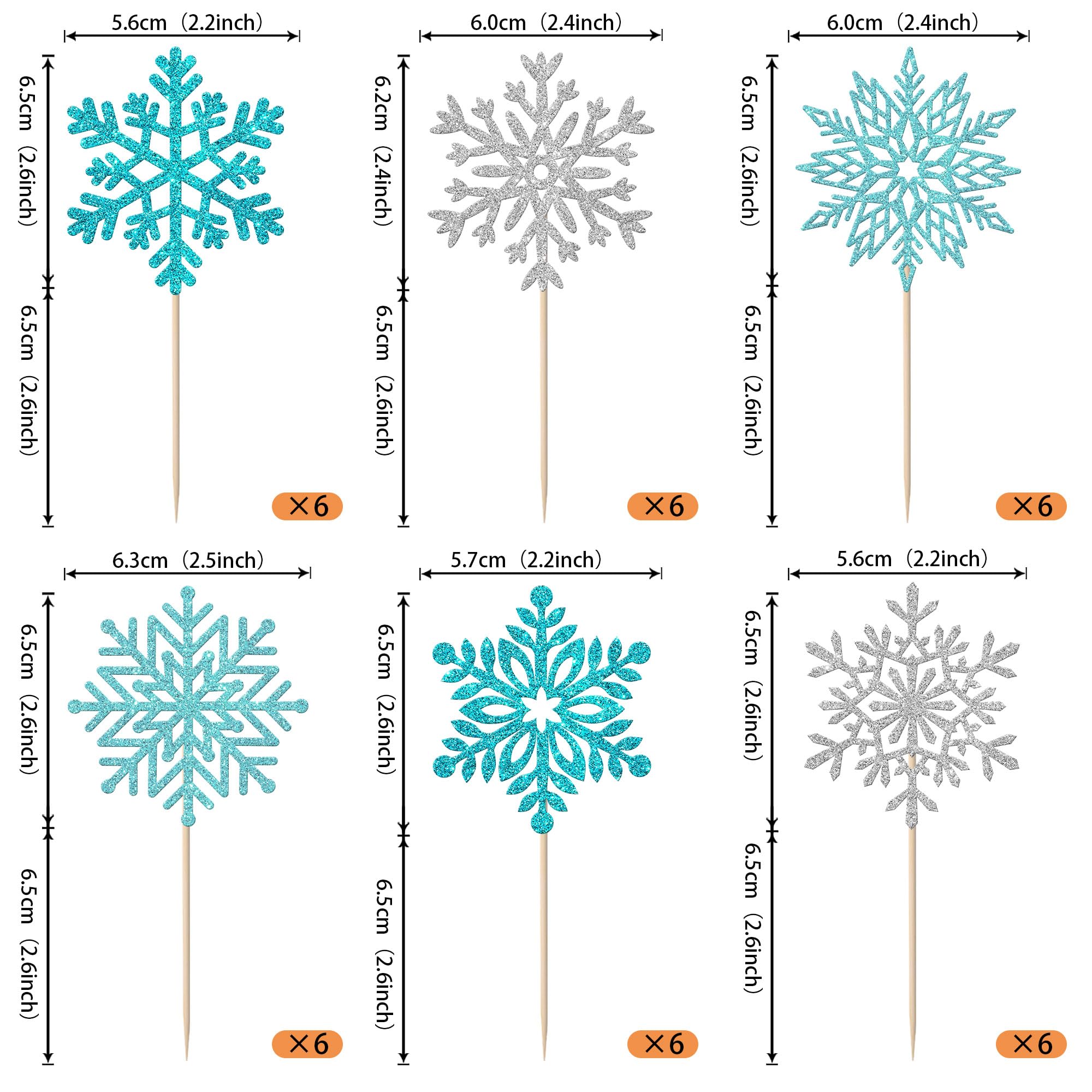 SYKYCTCY 36 Pack Snowflake Cupcake Toppers Wafer Paper Frozen Cupcake Picks Edible Snowflake Party Cake Decorations for Christmas Winter Frozen Theme Baby Shower Birthday Party Supplies Blue Silver - Image 2