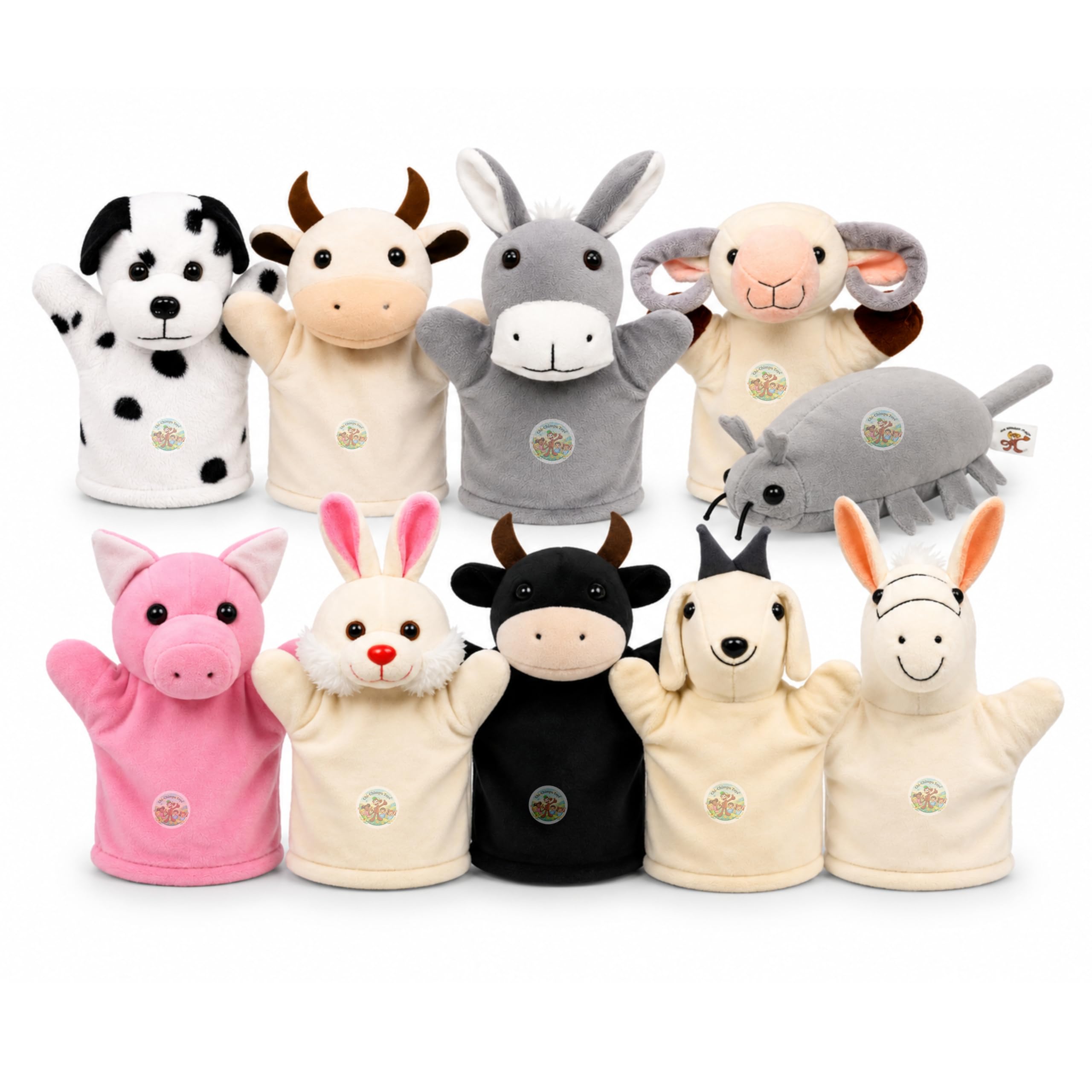 CHI-CHIMPU TOYSs Domestic Animal Hand Puppets for Kids (Pack of 10) | Soft Plush Farm Animal Puppet Set | Educational Storytelling Toys | Preschool Learning | Role Play | Classroom & Home Activities-picture-25