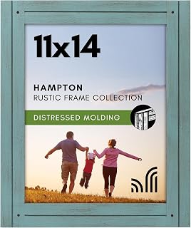 Americanflat 11x14 Picture Frame - Distressed Wood - Rustic Turquoise