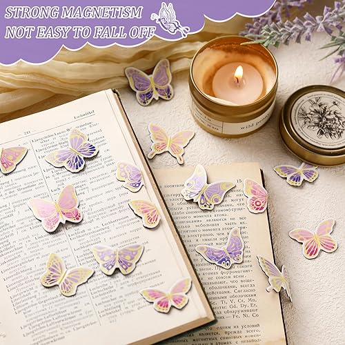 Miniatura 4 de TaoBary 40 marcapáginas magnéticos de mariposa, bonitos marcadores de página magnéticos, clips de página plegables a granel para estudiantes de