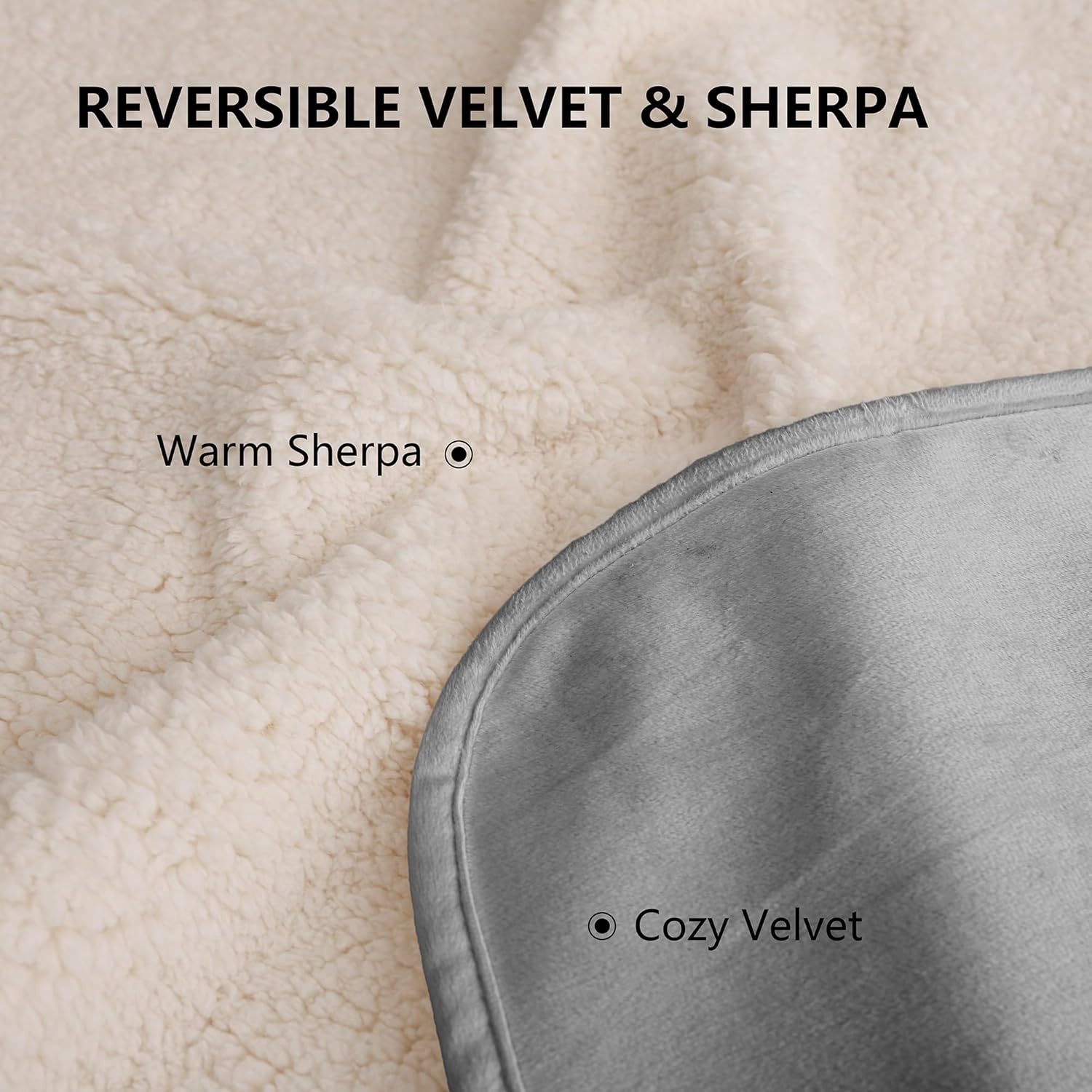 Waterproof Blanket for Bed, Reversible Sherpa Throw Love Blanket for Couples Satin Proof, Leak Proof Couch Protector Washable Twin Size-60"x80",Grey - Image 3
