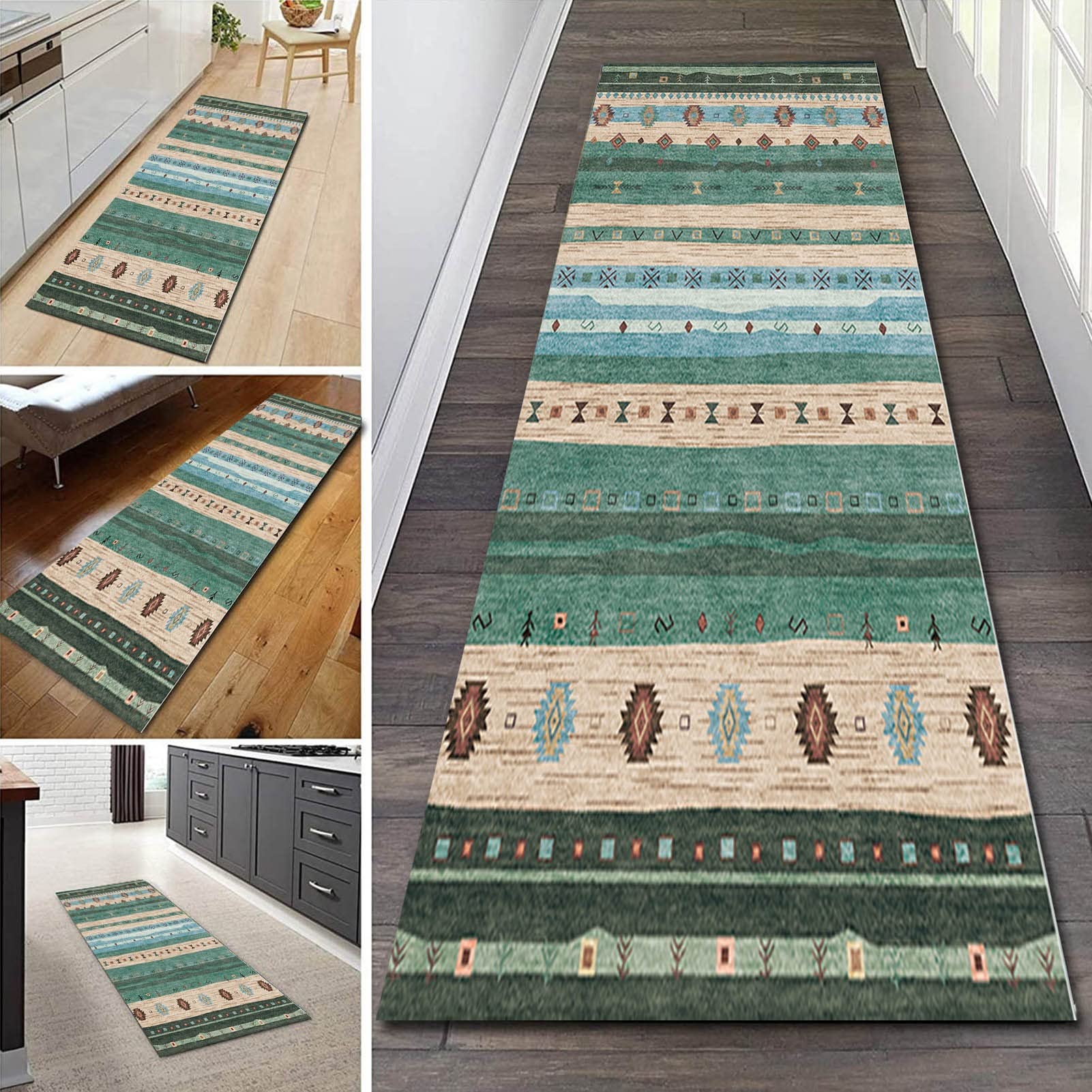 Gaommini Green Runner Rug for Hallway, 100cm 1.5m 2m 250cm 300cm 4m 5m 6m Carpet Runner for Kitchen Hall Stairs, Narrow Area Rugs Width 60cm 70cm 80cm 100cm (Size : 60x300cm/2ftx9.8ft)