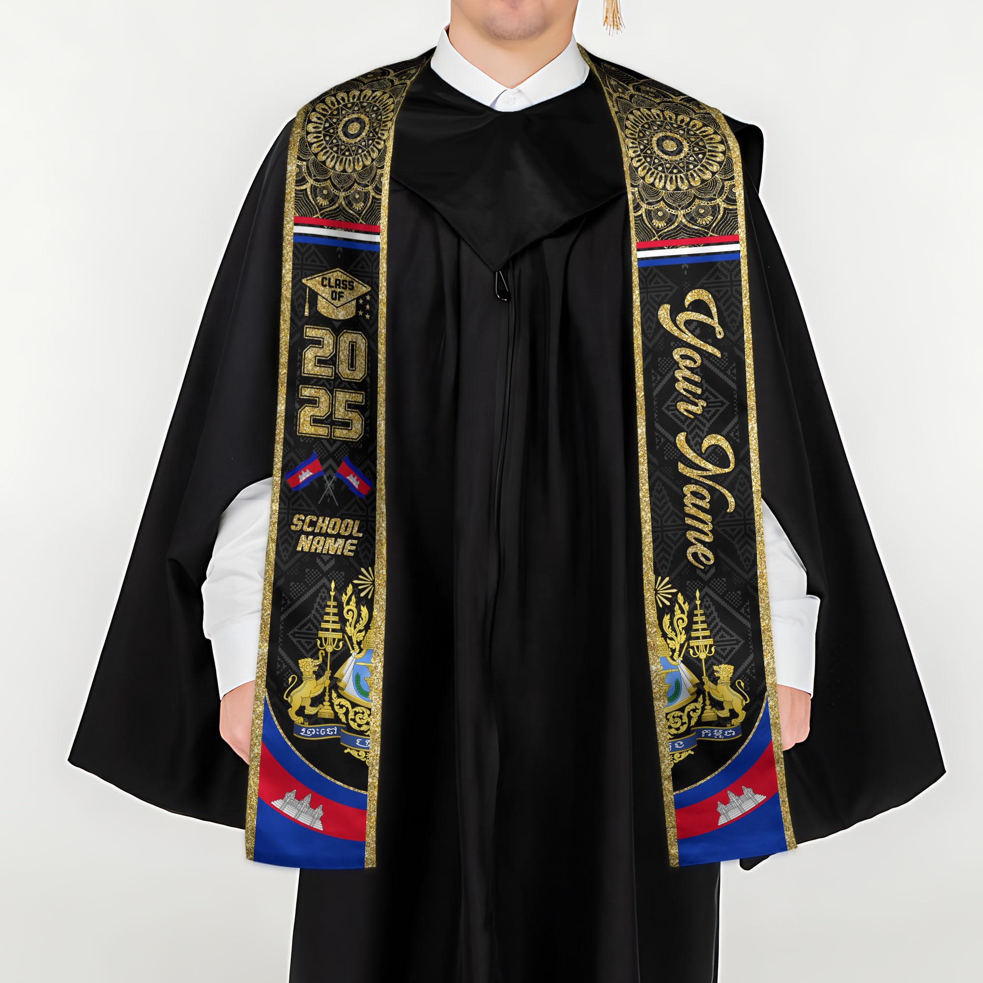 MonkeyVan Personalized Cambodian Graduation Sash, Custom Cambodian Graduation Stole, Cambodia Stoles Class Of 2025 Cd2