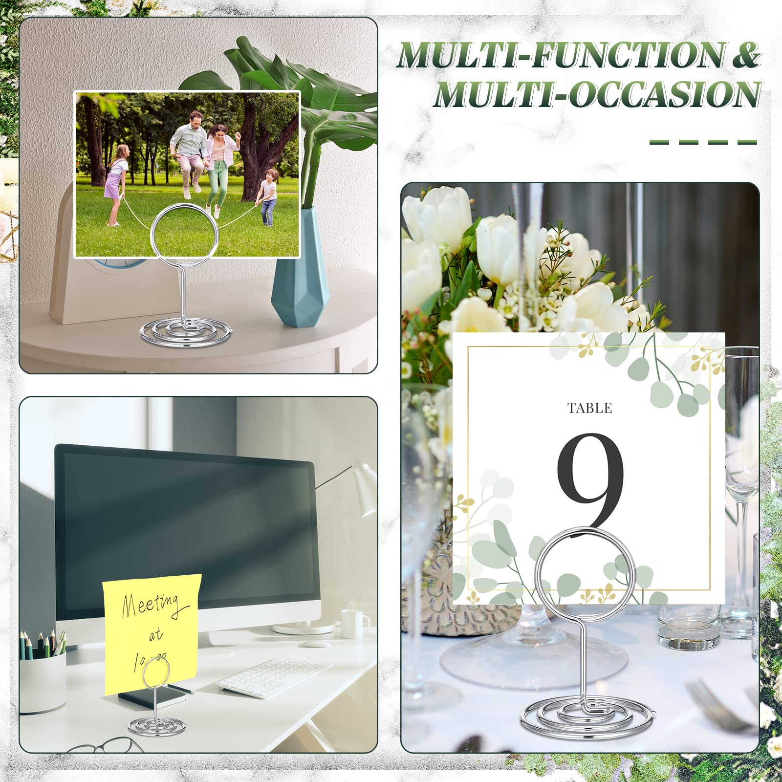60 soportes para números de mesa, mini soportes para tarjetas de 5 cm, soportes para números de mesa, soportes para notas de oficina, soporte para tarjetas de nombre, clips de alambre, soporte para