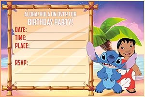 20x Lilo & Stitch Party Invitations and Envelopes | Postcard Style Invitations...