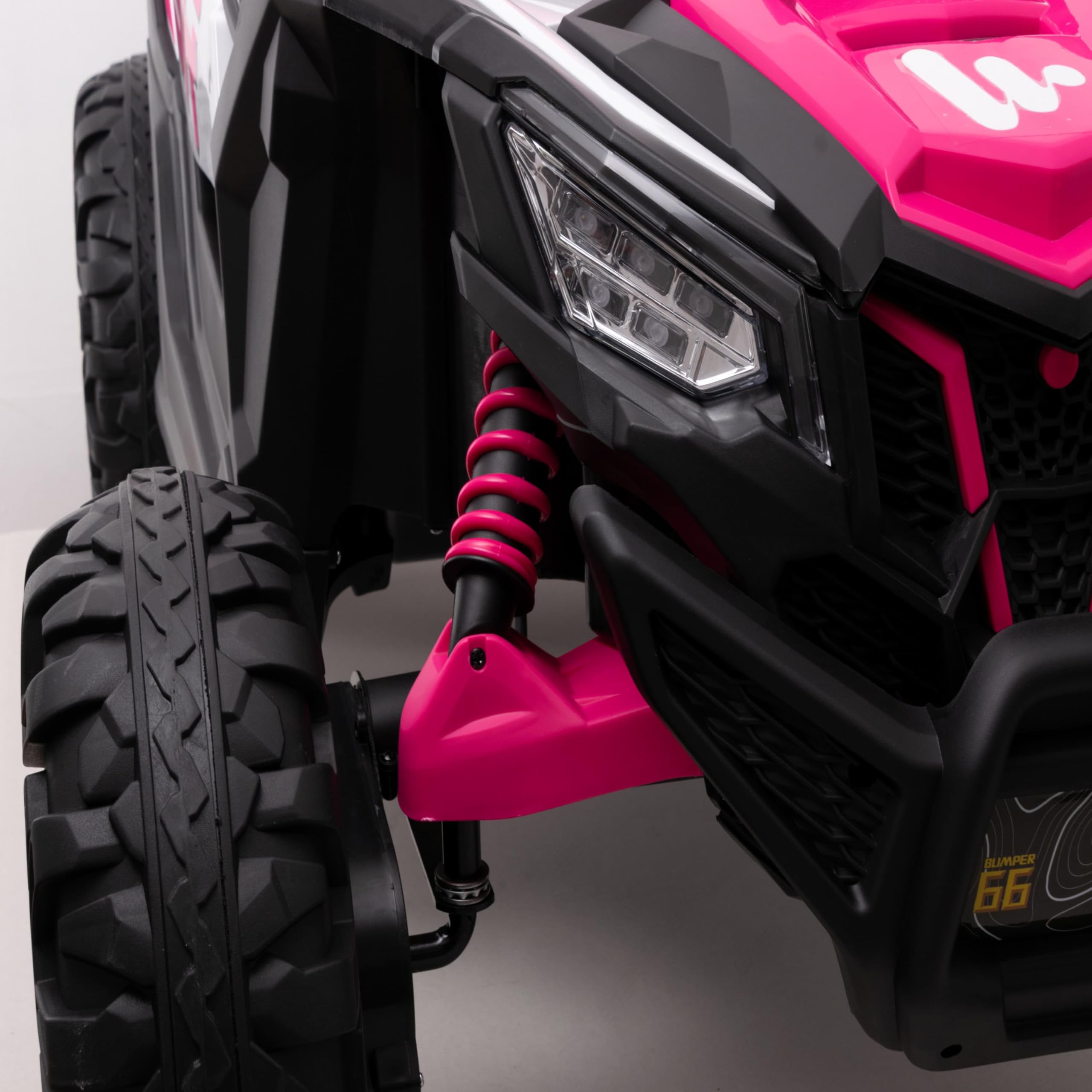 WITIT Auto Automobile ELETTRICA Radiocomandata ATV Buggy off-Road per Bambino Bambina Bambini XSDU-808 24V 7Ah Arancione o Rosa 4 Motori, Bluetooth, USB, LED, Telecomando, carico Max 30 kg (Rosa)