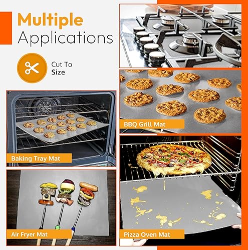 Miniatura 7 de Revestimientos de horno para la parte inferior del horno, plateados de 17 x 25 pulgadas, tapetes gruesos grandes de alta calidad, revestimiento