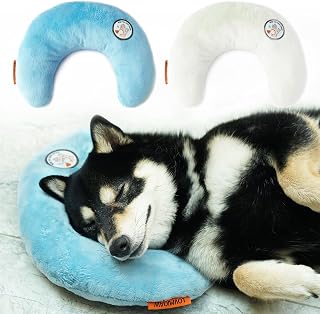 Cat Pillow, Dog Pillow, Claming Pillows for Small Dogs and Cats, Joint Relief Sleeping Improve Pet Neck Pillow, Deep Sleep Fluffy & Cozy Pet Calming Toy,Machine Washable(2 Pack(Blue&White))