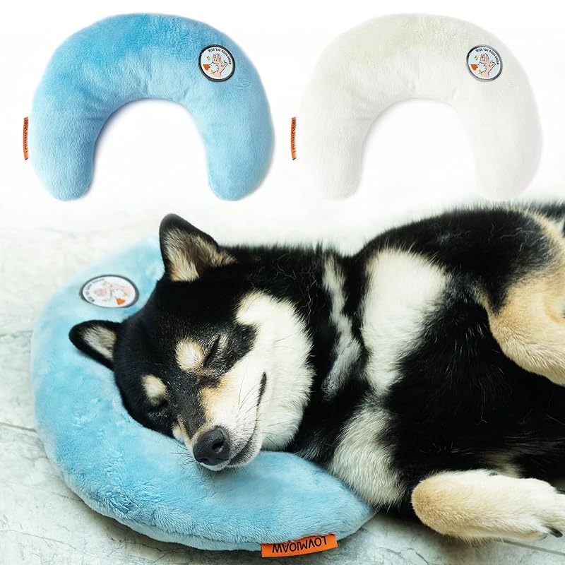 Almofada semicircular para cães e gatos pequenos em tecido macio LOVMIOAW Blue&white, pacote com 2