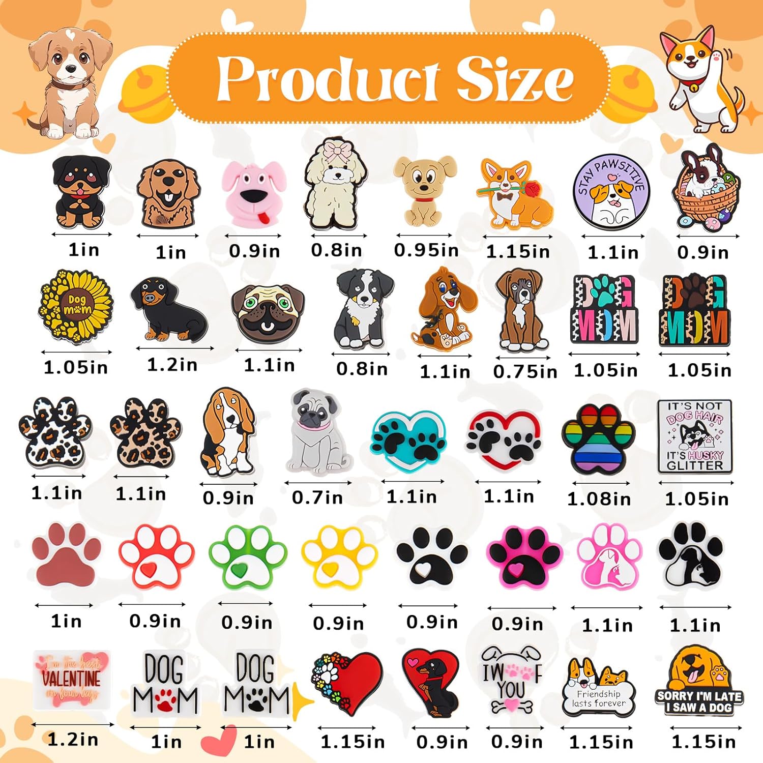 Realspring 40 Pcs Dog Silicone Focal Beads, Colorful Silicone Beads Loose Beads for Pen Keychain Making DIY Gift Necklace Bracelet Jewelry - Image 2