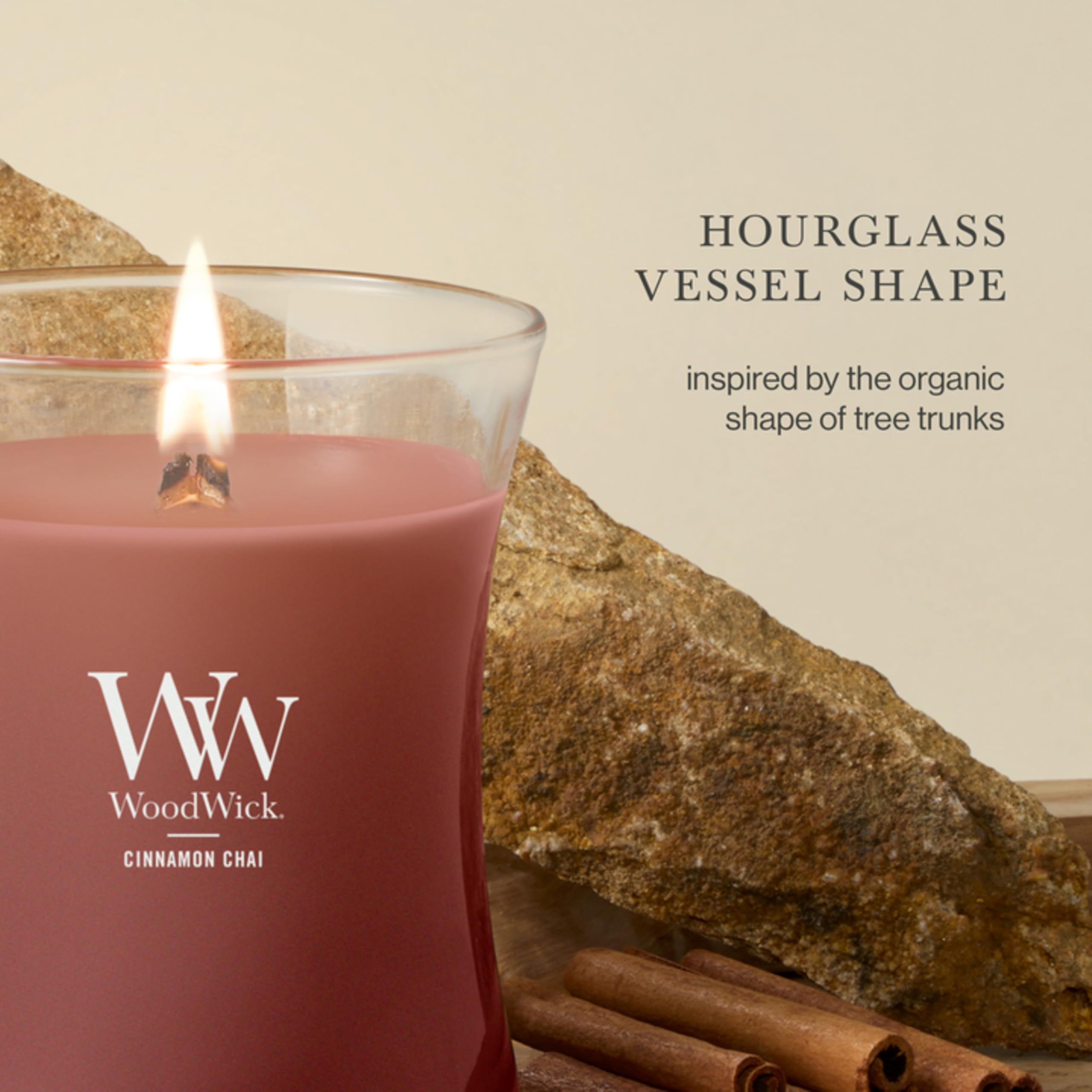 WoodWick Medium Chaï Cannelle Bougie, Cire, Rouge, 10 x 10 x 11 cm
