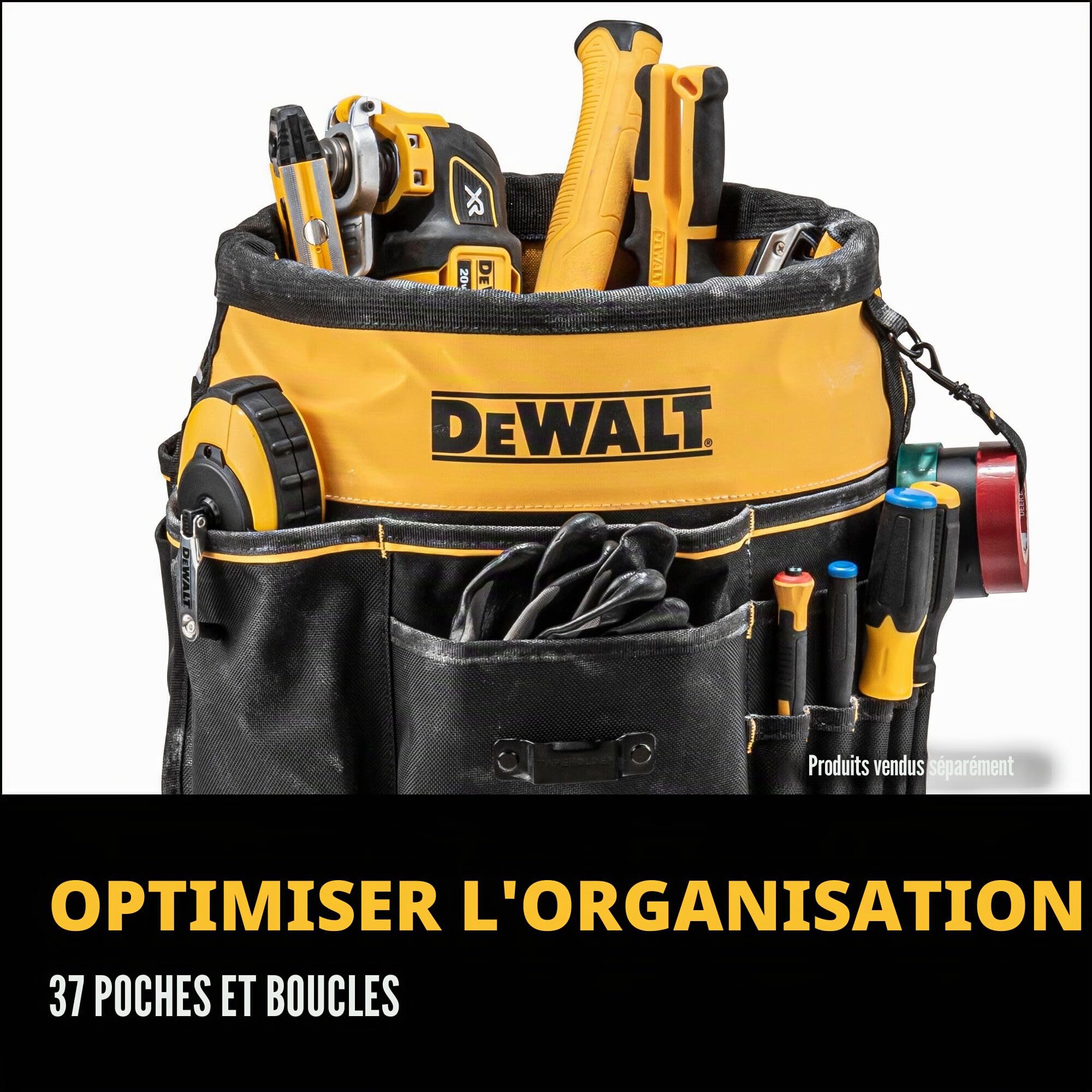 DEWALT Organiseur à outils, 37 poches et boucles pour le rangement des outils, y compris une poche TOUGHCASE (DWST560109)