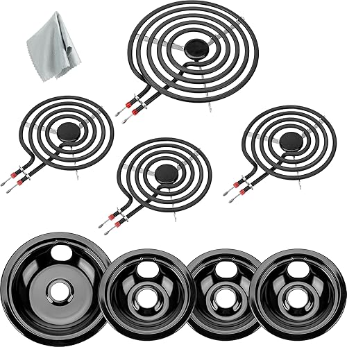 Fetechmate - Juego de quemadores de porcelana 5304430149 5304430150 (1 grande, 3 pequeños), 3 pequeños MP15YA de 6 pulgadas y 1 quemador eléctrico