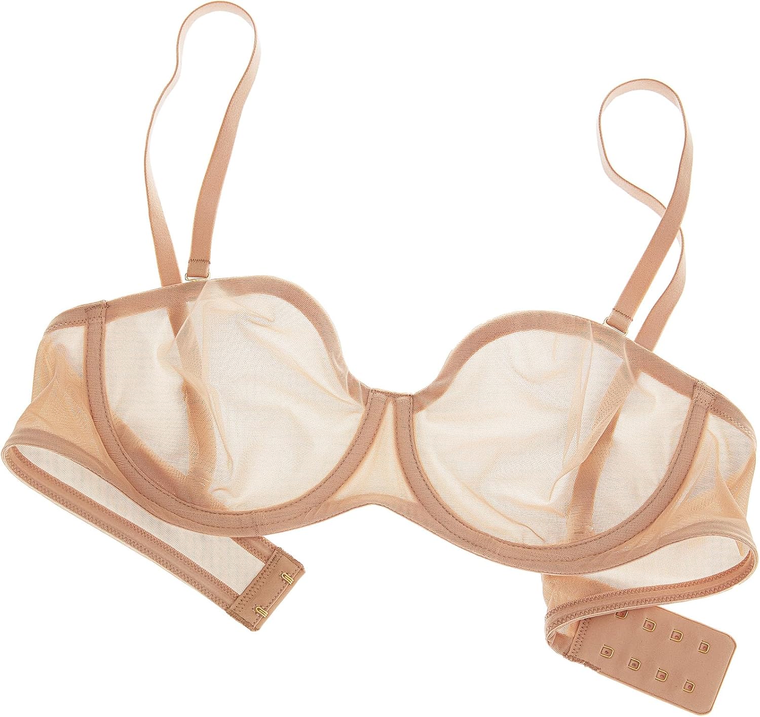 INLYRIC Women's Sheer Strapless Bras Mesh Sexy Unlined Plus Size See Through Bra Underwire Demi Mesh Non Padded - Image 7