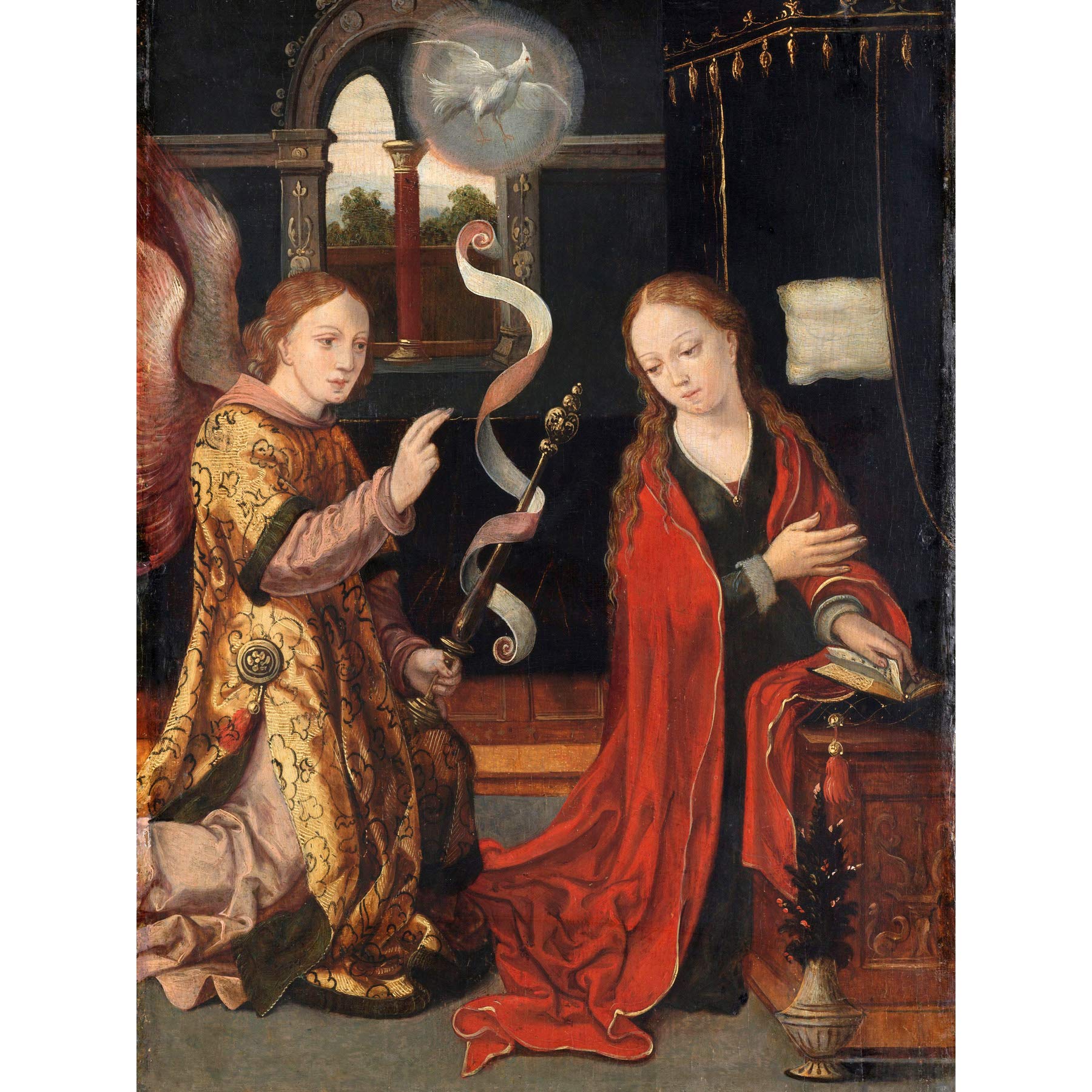 Artery8 The Annunciation Religious Painting Premium Wall Art Canvas Print 18X24 Inch