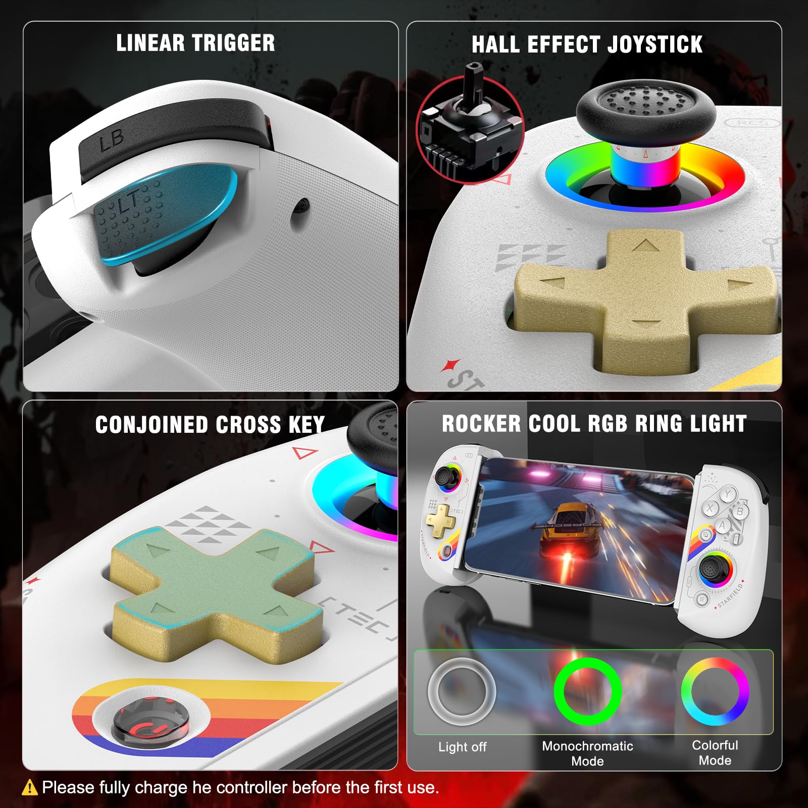 Controller per telefono per iPhone/iPad/Android/Tablet, controller Joso D8 per Switch/PS/PC con effetti Hall Joystick Play COD, Genshin Impact, controller Android, supporto cloud gaming/riproduzione