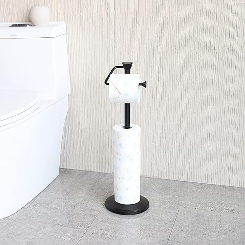 Miniatura 9 de ZCCZ - Soporte para papel higiénico, soporte de rollo de papel higiénico, soporte para rollos de papel higiénico con reserva, dispensador TP para