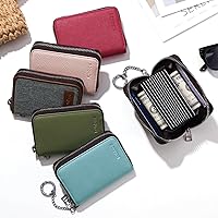 Vista 7 de RUNBOX Cartera para tarjetas de crédito para mujer, tarjetero con cremallera para mujer, bloqueo RFID, cartera con llavero, tamaño compacto