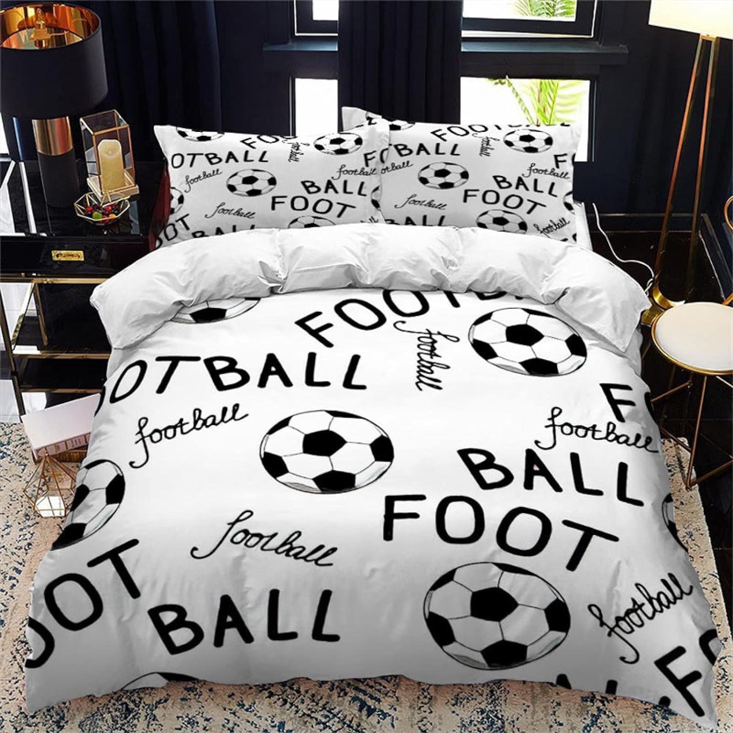 NUEYSP King Size Duvet Cover Sets Football Bedding for Kids Aldult Duvet Cover with Zipper Closure Hypoallergenic Microfiber Quilt Cover 94.5"x 86.6" + 2 Pillowcases 19.7"x 29.5"
