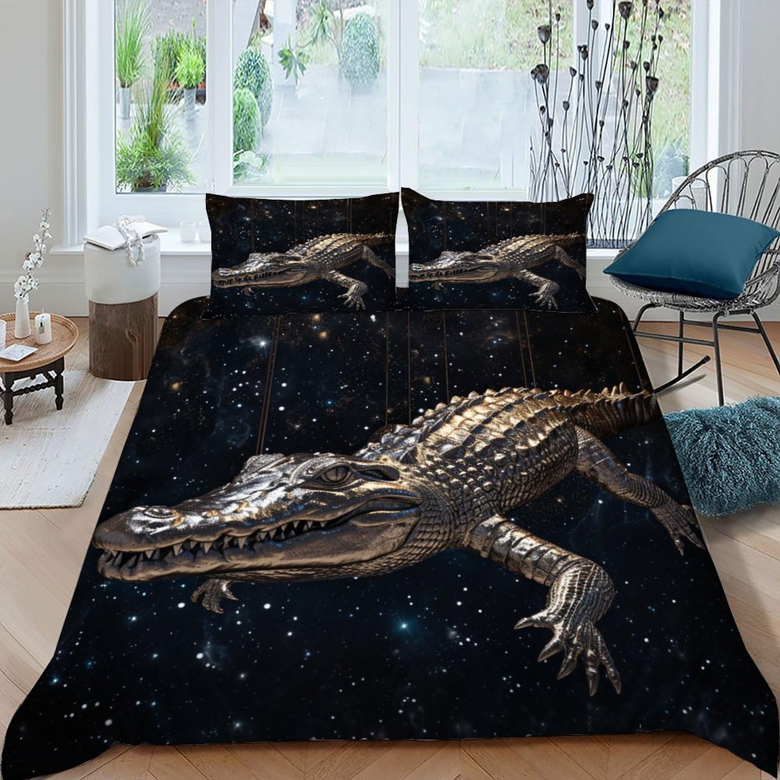 Housse de couette crocodile imprimé 3D microfibre de qualité supérieure King