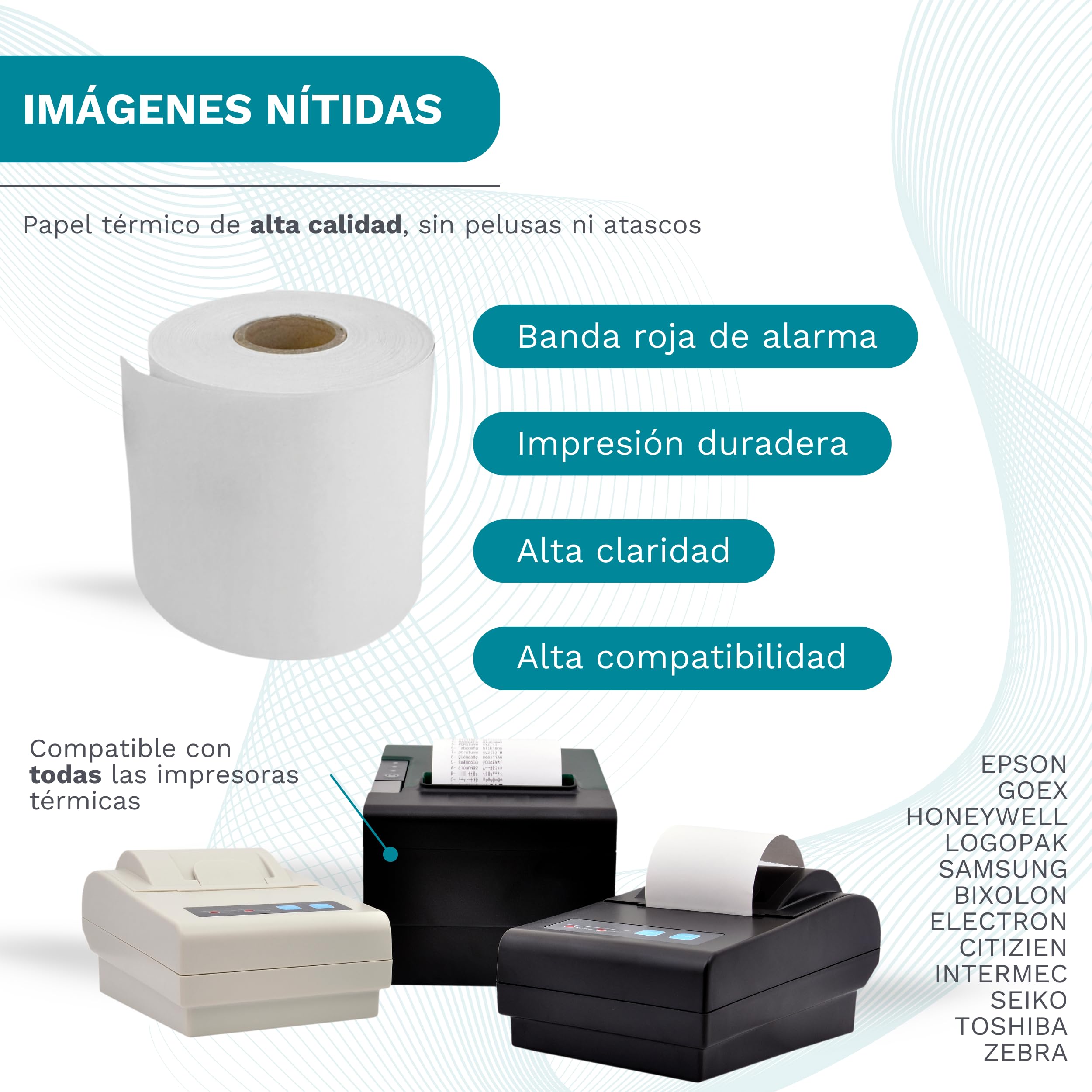Papel Térmico 80x80 mm - 50 Rollos Papel Impresora Térmica y TPV - Hojas para Tickets - Compatible Impresora, Caja Registradora y Básculas - Sin Bisfenol A - 60 Gr - 50 Metros/Rollo - La Casa del TPV