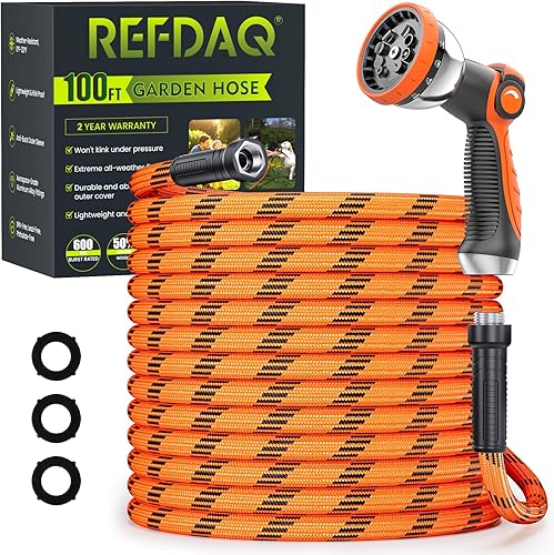Miniatura 1 de Manguera de jardín de 100 pies x 58 pulgadas, manguera de agua flexible, manguera ligera no expandible con rociador de 10 funciones, a prueba de