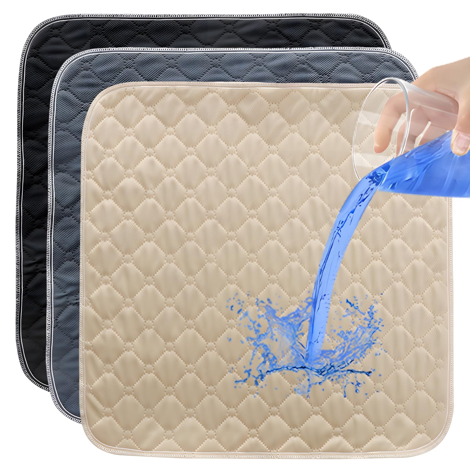3 Pcs Reusable Incontinence Pads,Anti-Slip Waterproof Sofa Pad Protector,50 × 50cm Waterproof Chair Protector 4-Layer Design for Wheelchairs Sofas Armchairs and Car Seats,Adults Senior