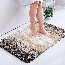 Homaxy Soft Bathroom Rug 60 x 90 cm, Non-Slip Washable Bath Mat Fluffy High Pile Bath Mat Microfibre Absorbent Bath Mat Shower Mat (Brown)