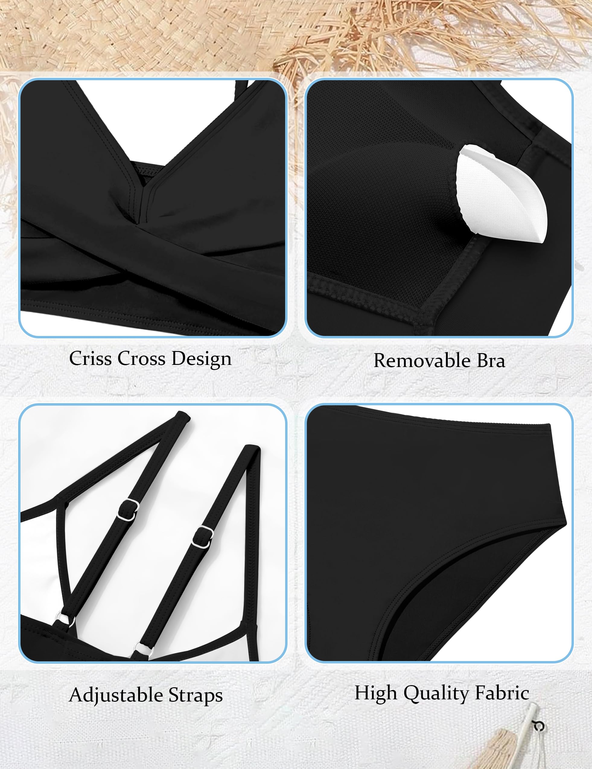 WIQI Conjunto de bikini de 2 piezas para niñas, con bloques de color, entrecruzado, talla 9-16