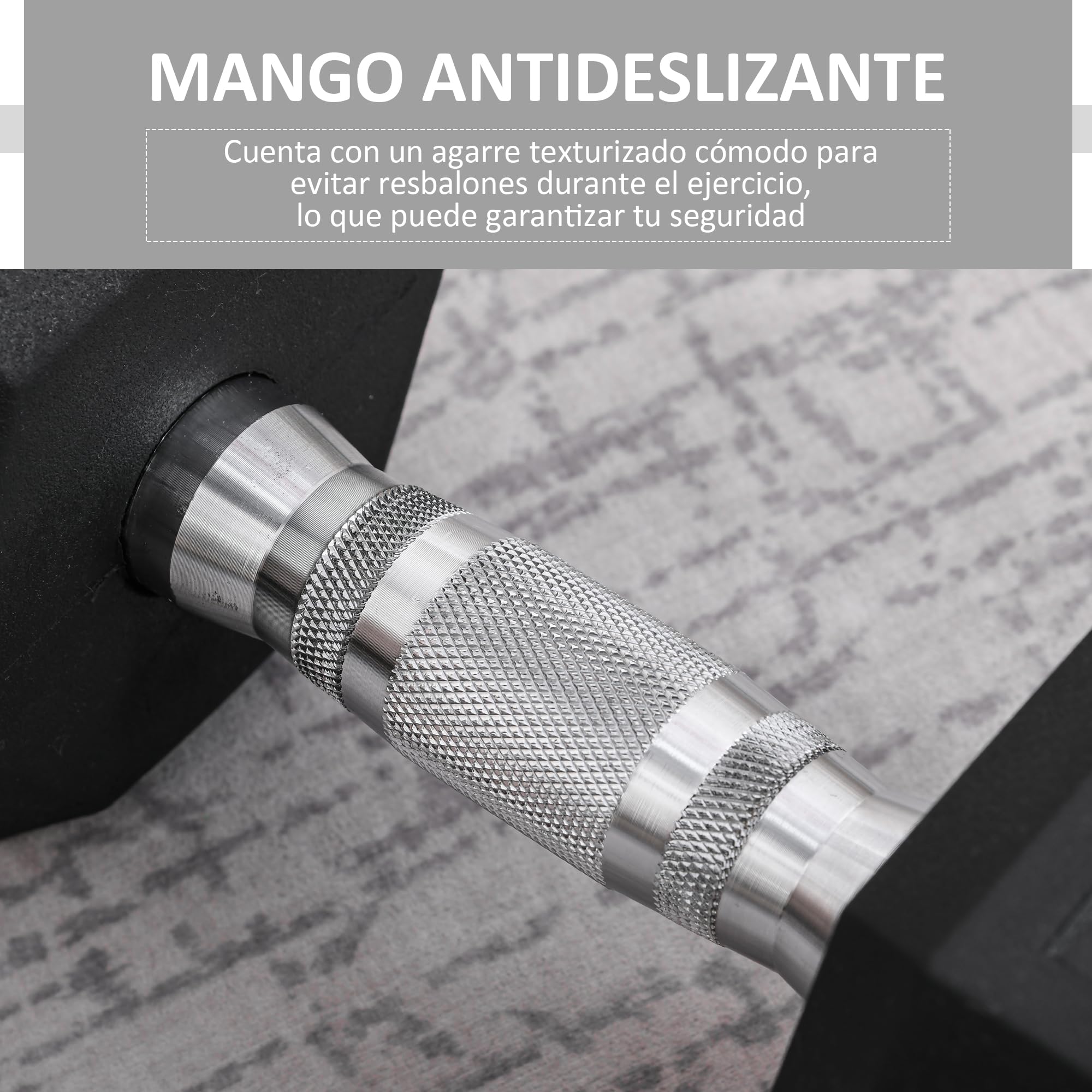 HOMCOM Mancuerna Hexagonal 12,5 kg con Mango Moleteado Negro y Plata | Hierro Fundido, Pesas de Metal Recubiertas de Goma, Entrenamiento Casa Gimnasio Oficina