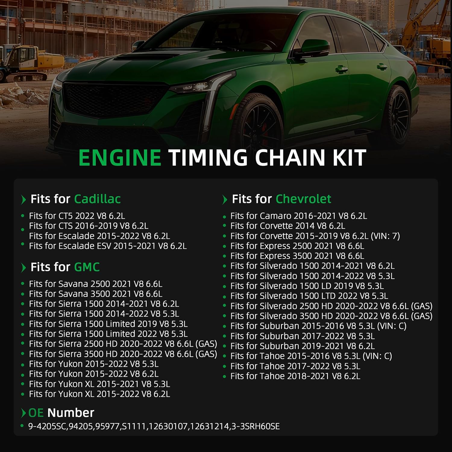 3pcs Engine Timing Chain Kit with Sprocket & Tensioner, for Cadillac CT5 CTS Escalade, for Chevrolet Camaro Corvette Express Silverado Suburban Tahoe, for GMC Savana Sierra Yukon,14-22