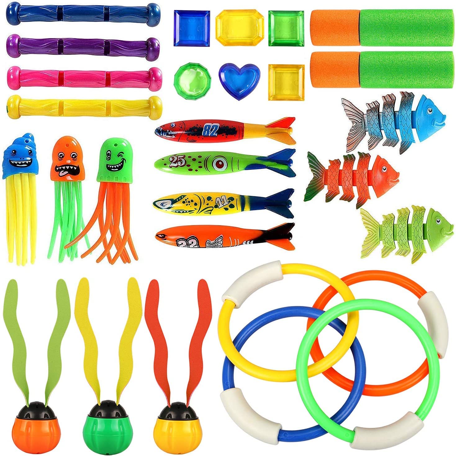29Pcs Diving Toy Set Swimming Pool Toy Fun Underwater Sinking Summer Toy for Kids Girls Boys