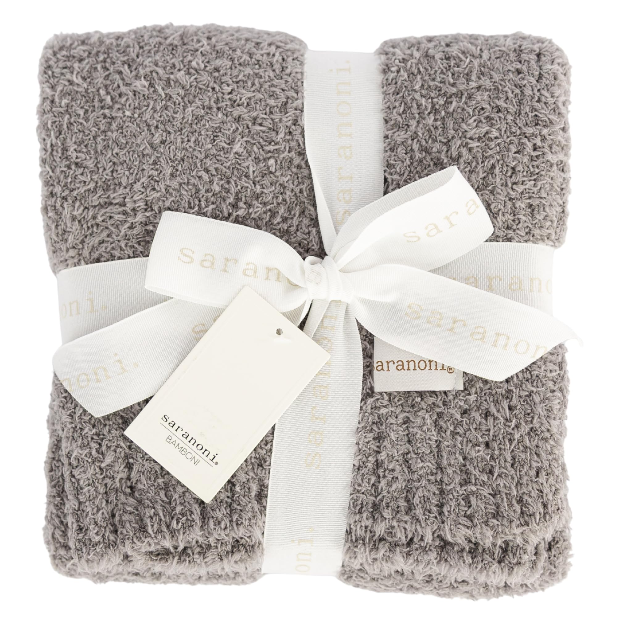 Saranoni Bamboni Baby Blanket Plush Soft Receiving Blanket Gray 30"x40"