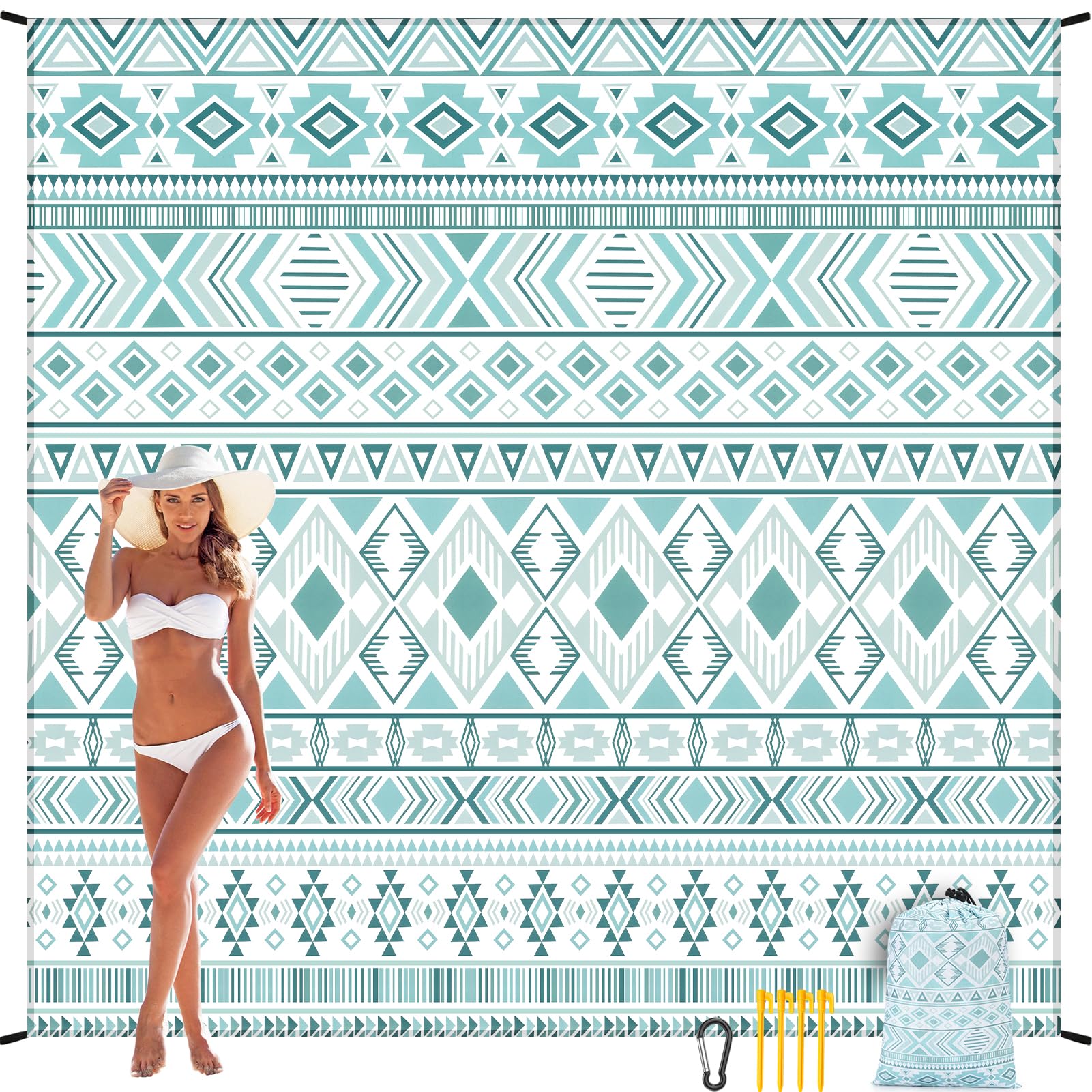 WIWIGO Beach Blanket Sandproof 79x83