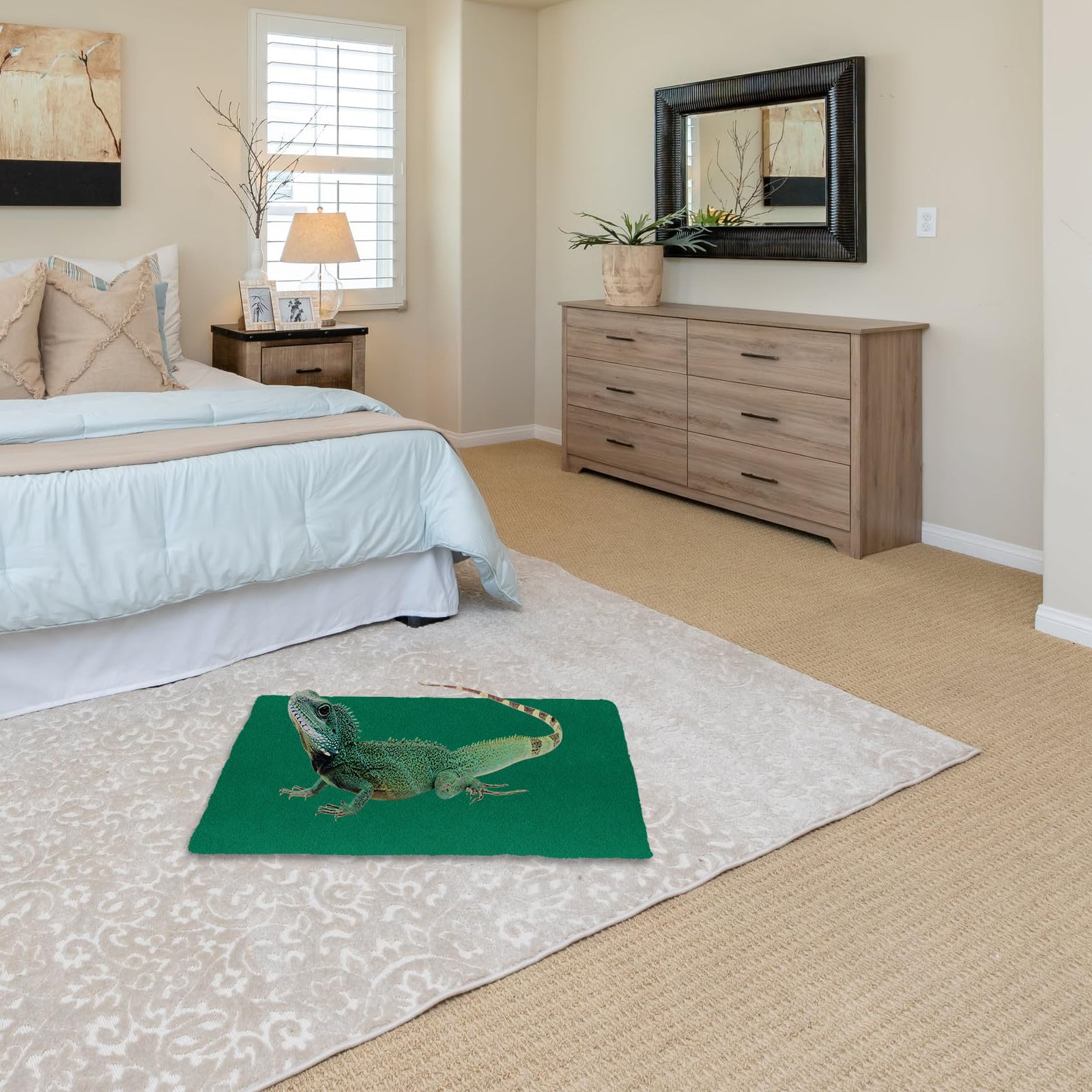 BESPORTBLE Tapis pour Reptiles 120x60 Cm Vert Absorbant, Substrat Respirant et Perméable pour Cage à Lézard, Tortue et Serpent, Revêtement Lavable et Réutilisable pour Habitat D’Animaux